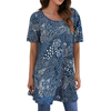 Fantaslook Plus Size Womens Tunic Tops Short Sleeve Casual Floral Shirts Swing Flare Dressy Blouses