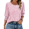 Fantaslook Blouses for Women Dressy Casual 3/4 Length Sleeve Womens Tops with Smocked Cuffs Fashion Shirts