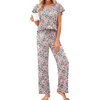 Fantaslook Flower Womens Pajamas Sets Two Piece Casual Lounge Sets Ruffle Sleeve Tops Wide Leg Pants with Pockets Summer Sleepwear Travel Outfits