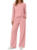 Fantaslook 2 Piece Womens Lounge Sets Casual Travel Outfits Fall Matching Sweatsuits Long Sleeve Sweatshirt and Wid Leg Pant Pajamas Set