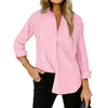 Fantaslook Striped Button Down Shirts for Women Classic Long Sleeve Collared Office Work Blouses Tops