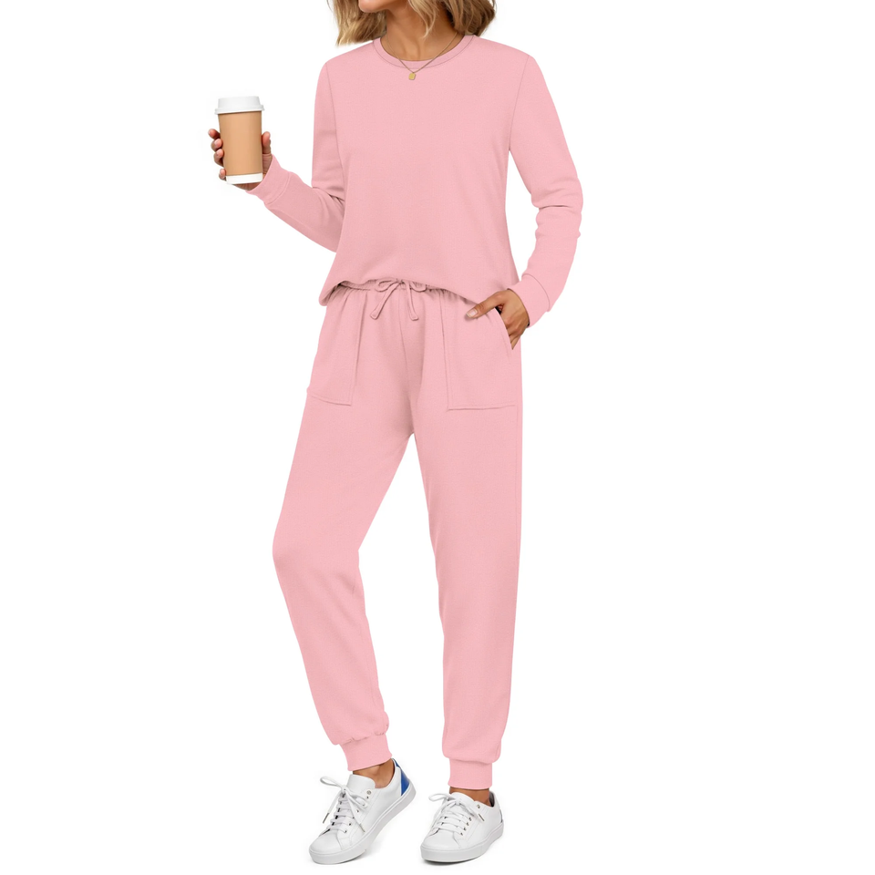 Fantaslook Womens Pajamas Sets Crew Neck Long Sleeve Tops and Pants Two Piece Lounge Sets Fall Outfits with Pockets