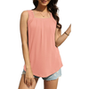 Fantaslook Tank Tops for Women Pleated Square Neck Sleeveless Summer Tops Curved Hem Flowy Shirts