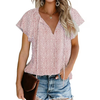 Fantaslook Blouses for Women Floral Boho Summer Tops V Neck Short Sleeve Shirts