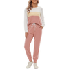 Fantaslook Womens Color Block Pajamas Crewneck Long Sleeve Lounge Sets Casual Jogger Outfits with Pockets