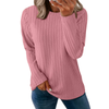 Fantaslook Textured Tops for Women Crew Neck Long Sleeve Shirts Fall Blouses Casual Basic Tee