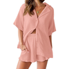 Fantaslook 2 Piece Womens Outfit Sets Button Down Shirts and Shorts Casual Lounge Sets Short Sleeve Pajamas Sets Summer Loungewear