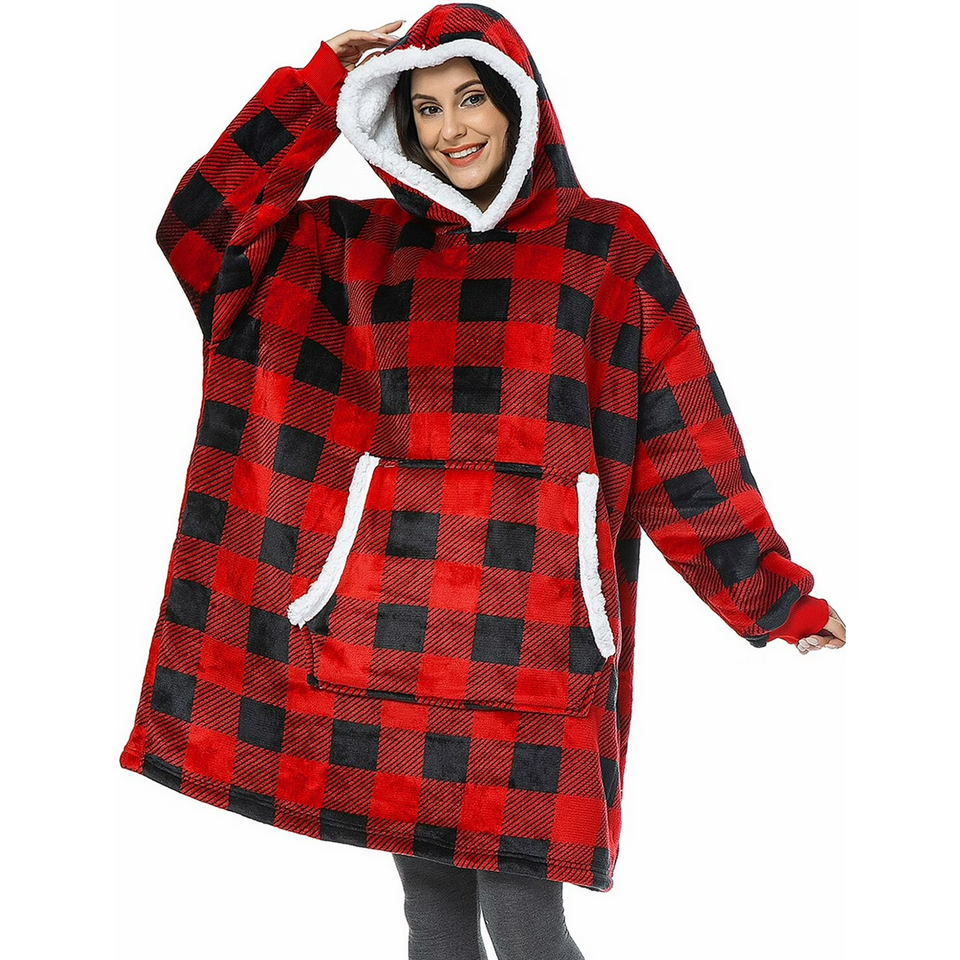 Fantaslook Wearable Blanket Hoodie for Women and Men, Oversized Sherpa Fleece Blanket Sweatshirt with Sleeves & Pocket