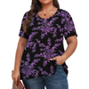 Fantaslook Plus Size Womens T Shirts V Neck Caseual Tops Short Sleeve Floral Shirts Loose Blouses