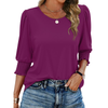 Fantaslook Blouses for Women Dressy Casual 3/4 Length Sleeve Womens Tops with Smocked Cuffs Fashion Shirts