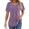Fantaslook Blouses for Women Pleated Short Sleeve Tunic Tops Dressy Casual Summer Shirts