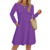 Fantaslook Pleated Long Sleeve Dresses for Women Fashion Fall Dresses Casual Dress with Pockets