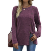 Fantaslook Blouses for Women Long Sleeve Crew Neck Tunic Tops Buttons Side Fall Shirts