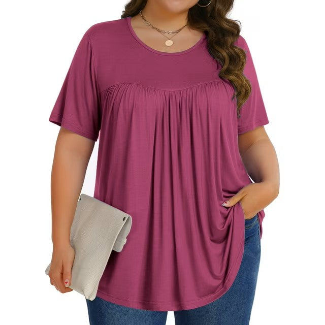 Fantaslook Womens Plus Size Tops Tunic Short Sleeve Shirts Floral Blouses Loose Summer Tops
