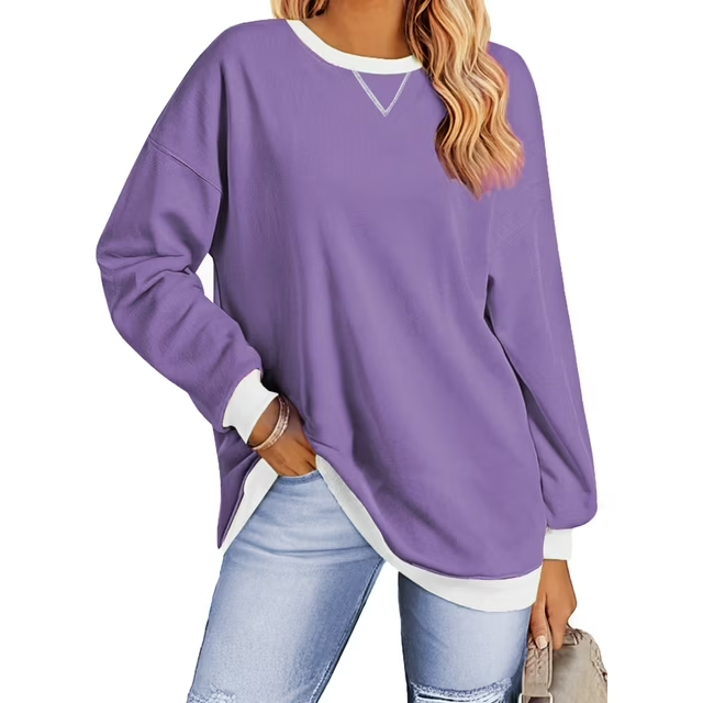 Fantaslook Color Block Sweatshirts for Women Crewneck Long Sleeve Oversized Pullover Tops Casual Fall Outfits