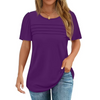 Fantaslook Women Blouses Dressy Casual Summer Short Sleeve Shirts Crew Neck Pleated Tunic Tops