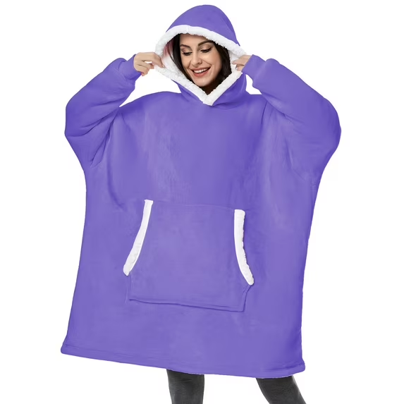 Fantaslook Wearable Blanket Hoodie for Women and Men, Oversized Sherpa Fleece Blanket Sweatshirt with Sleeves & Pocket