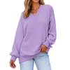Fantaslook Waffle Knit Womens Sweatshirts Long Sleeve V Neck Shirt Loose Fall Outfits Pullover Casual Tops