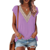 Fantaslook Lace Womens Blouses Cap Sleeve V Neck T Shirts for Women Summer Casual Tops