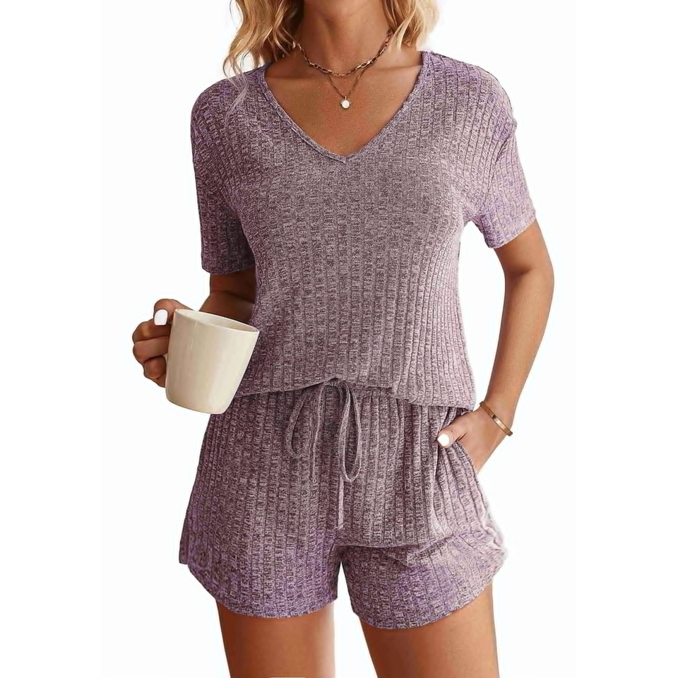 Fantaslook 2 Piece Sets Summer Pajamas Womens Tops and Shorts Sleepwear Outfits Lounge Sets Casual