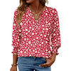 Fantaslook 3/4 Sleeve Womens Tops Dressy Casual Blouses V Neck Work Shirts Trendy Tops with Smocked Cuffs