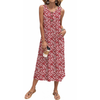 Fantaslook Long Tank Dresses for Women Summer Sleeveless Button Down Dress Casual Loose Beach Vacation Sundress