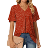 Fantaslook Womens Tops Dressy Blouses V Neck Short Sleeve Tunic Tops Casual Work Shirts