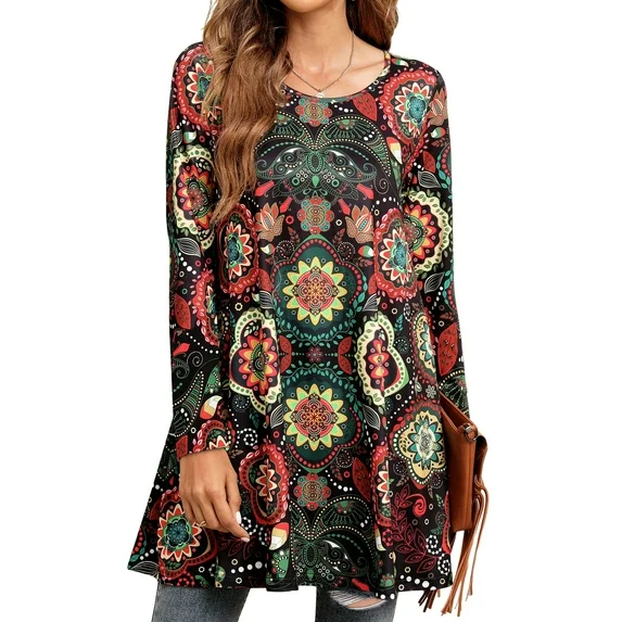 Fantaslook Womens Plus Size Tops Casual Long Sleeve Shirts Dressy Tunic Tops Fall Loose Blouses