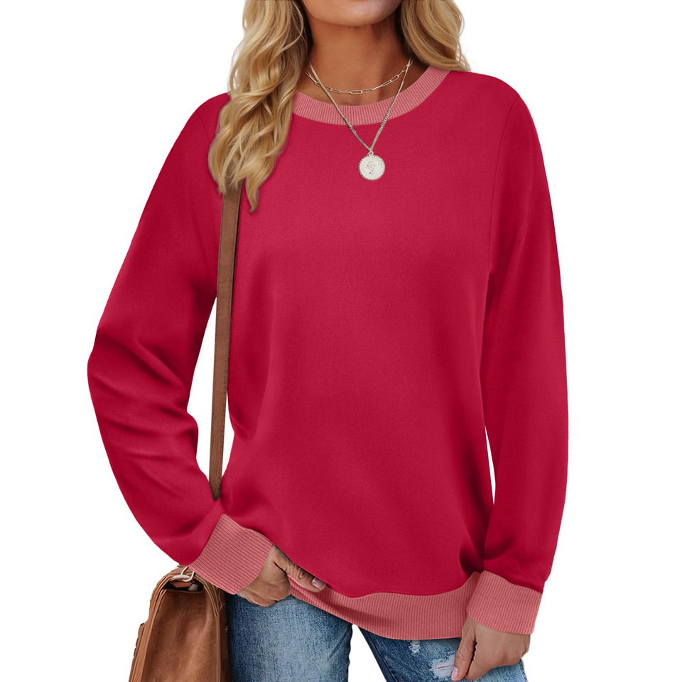 Fantaslook Color Block Sweatshirts for Women Crewneck Long Sleeve Shirts Fashion Tops Pullover Sweatshirts Fall Outfits