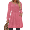 Fantaslook Square Neck Long Sleeve Dresses for Women Casual Trendy Sweater Dress with Pockets