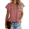 Fantaslook Blouses for Women Floral Boho Summer Tops V Neck Short Sleeve Shirts