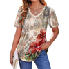 Fantaslook Blouses for Women Dressy Casual V Neck Pleated Tunic Tops Summer Short Sleeve Boho Shirts