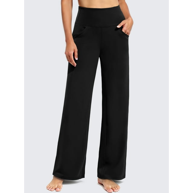 Rosvigor Wide Leg Yoga Pants Women High Waisted Pants Loose Casual Pants with Pockets