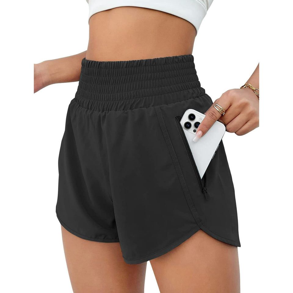 Rosvigor Womens Athletic Shorts High Waisted Running Shorts Gym Workout Shorts with Pockets