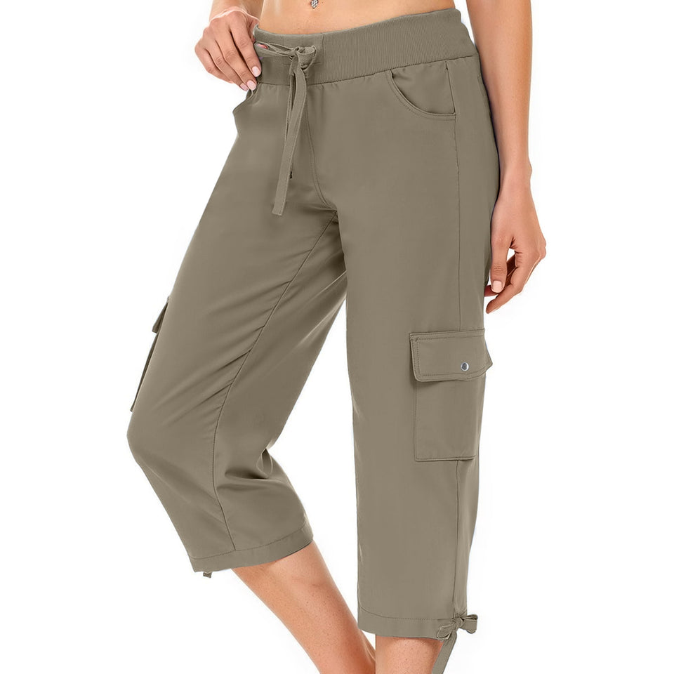 Rosvigor Womens Cargo Capris Lightweight Hiking Pants Outdoor Athletic Quick Dry Travel Pants with Pockets