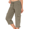 Rosvigor Womens Cargo Capris Lightweight Hiking Pants Outdoor Athletic Quick Dry Travel Pants with Pockets
