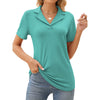 Rosvigor Womens Tops Short Sleeve Polo Shirts for Women V Neck Blouses Summer Tunics with Collar