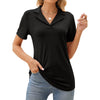 Rosvigor Womens Tops Short Sleeve Polo Shirts for Women V Neck Blouses Summer Tunics with Collar