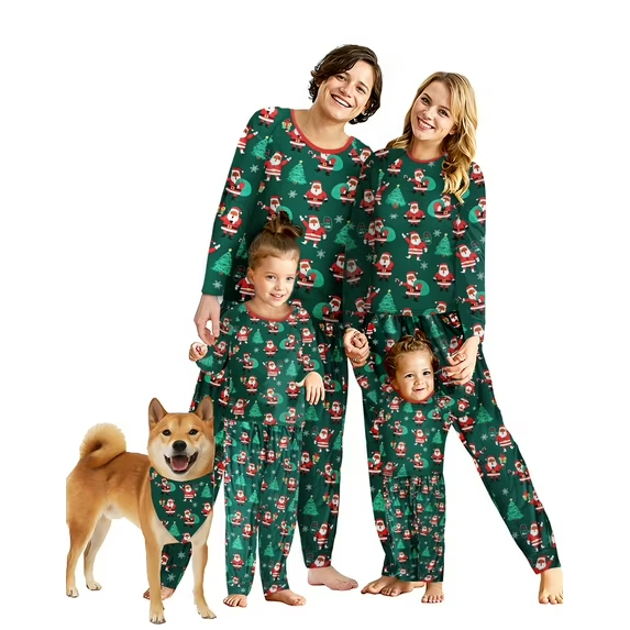 FANTASLOOK CHRISTMAS PAJAMAS SETS FOR FAMILY LONG SLEEVE TOPS AND PLAID PANTS HOLIDAY COUPLES LOUNGE SETS CASUAL FESTIVAL OUTFITS-KID
