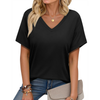 Fantaslook V Neck T Shirts for Women Floral Summer Tops Short Sleeve Shirts Casual Tunic Tops