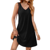 Fantaslook Summer Dresses for Women Casual V Neck Sleeveless Sundresses Floral Beach Short Dress with Pockets