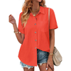 Fantaslook Womens Button Down Shirts Lapel Short Sleeve Shirt Collared Pocketed Casual Blouses Summer Tops