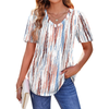 Fantaslook Blouses for Women Dressy Casual V Neck Pleated Tunic Tops Summer Short Sleeve Boho Shirts
