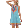 Fantaslook Dressy Tank Dress for Women V Neck Button Dresses Floral Beach Sundress with Pockets
