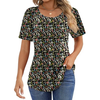 Fantaslook Blouses for Women Pleated Short Sleeve Tunic Tops Dressy Casual Summer Shirts