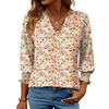 Fantaslook 3/4 Sleeve Womens Tops Dressy Casual Blouses V Neck Work Shirts Trendy Tops with Smocked Cuffs