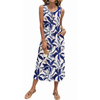 Fantaslook Long Tank Dresses for Women Summer Sleeveless Button Down Dress Casual Loose Beach Vacation Sundress