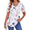 Fantaslook Blouses for Women Dressy Casual V Neck Pleated Tunic Tops Summer Short Sleeve Boho Shirts