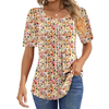 Fantaslook Blouses for Women Pleated Short Sleeve Tunic Tops Dressy Casual Summer Shirts