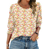 Fantaslook Blouses for Women Dressy Casual 3/4 Length Sleeve Womens Tops with Smocked Cuffs Fashion Shirts